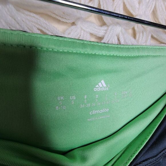 Adidas Climalite Stretch Logo Leggings Black Green Size Small - Picture 4 of 10